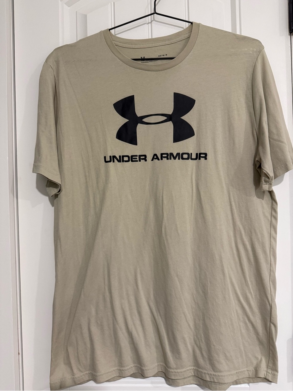 Under Armour Men’s Short-Sleeve Logo Tee — Beige with Black Logo